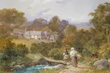 Figures by a bridge, Ashburton, Devon Signed and dated 1879 Watercolour 24.5 x 36cm; 9½ x 14in ++Paper lightly rippled, good condition by John Mole, 1879, Watercolour, sold Mar 2015
