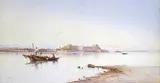 Fishermen, Corfu Signed Watercolour 33 x 61cm; 13 x 24in ++A few light fox marks in the sky otherwise good condition by Spyridon Scarvelli, Watercolour, sold Mar 2015