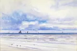 Boats far out at sea Signed and dated 93 Watercolour 30.5 x 45cm; 12 x 17¾in ++Good condition by Charles Mottram, Watercolour, sold Mar 2015