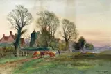 Pastoral scenes with horses and cattle A pair by Henry Charles Fox, 1910, Watercolour with bodycolour Each, sold Mar 2015