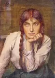 Study of a girl, seated Signed with a monogram and dated 1906 Watercolour, unframed 26 x 18.5cm; 10¼ x 7¼in ++Stuck down on a backing sheet, in good condition by Henry Meynell Rheam, 1906, Watercolour, unframed, sold Mar 2015
