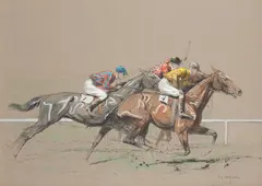 'St Cloud, Prix Eugène de Savoie' by Eugène Péchaubès, lithograph, watercolour and  heightened with white, offered Jun 2012