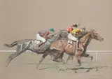 'St Cloud, Prix Eugène de Savoie' by Eugène Péchaubès, lithograph, watercolour and  heightened with white, offered Jun 2012