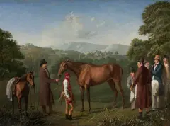 A Bay Racehorse Held by a Trainer by Jacques-Laurent Agasse, oil on canvas, offered Jun 2012