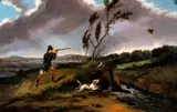 Gentleman Shooting Snipe by Dean Wolstenholme the younger, oil on panel, sold Jun 2012
