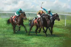 The Final Furlong by Max Brandrett, oil on canvas, sold Jun 2012