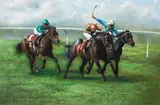 The Final Furlong by Max Brandrett, oil on canvas, sold Jun 2012
