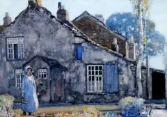 Dobbin Hill, Ecclesall, Sheffield by Stanley Royle, A girl in a garden before, sold Dec 2012