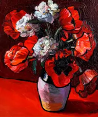 Still life of poppies by Theodore Major, sold Dec 2012
