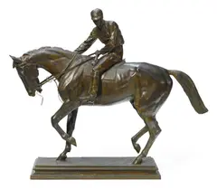 French patinated bronze equestrian group by Isidore Bonheur, patinated bronze, sold Dec 2012