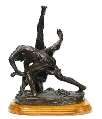 good French patinated bronze figural group by Félix Charpentier, patinated bronze, offered Dec 2012