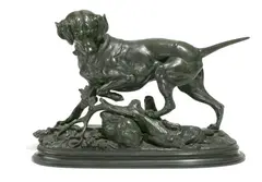 French patinated bronze animalier group by Paul Edouard Delabrierre, patinated bronze, sold Dec 2012
