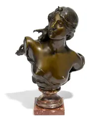 French patinated bronze bust of Diana by Paul Gasq, patinated bronze, sold Dec 2012