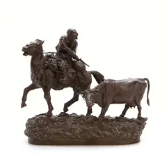 patinated bronze equestrian group by Vasily Grachev, patinated bronze, sold Oct 2012
