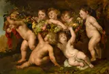 Putti at play by Peter Paul Rubens, oil on canvas, sold May 2012