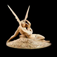 late 19th century Italian alabaster figural group of Cupid and Psyche by Antonio Canova, alabaster, sold Oct 2012