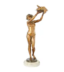 cold painted bronze nude figure by Franz Bergman, cold painted bronze, sold Oct 2012