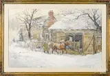 winter scene by Joseph C. Claghorn, watercolor, sold Mar 2019