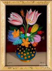 still life by Charles Jay, oil on board, sold Mar 2019