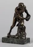 figure of a man with stone by Ferdinand Lugerth, bronze, sold Jan 2019