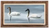 titled Early Summer Cygnets by Al Barker, oil on board, sold Jan 2019