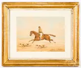 of a man on horseback with hounds by Henry Thomas Alken, watercolor, sold Jan 2019