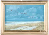 titled Going Inland by Nicholas Mace, oil on board, sold Jan 2019