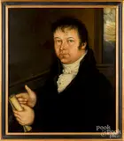 portrait of gentleman holding a scroll by Otis Hovey, oil on canvas, sold Jan 2019