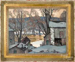 landscape by Arthur Meltzer, oil on canvas, sold Jan 2019
