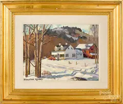 of a New England winter landscape by Stapleton Kearns, oil on board, sold Jan 2019