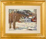 of a New England winter landscape by Stapleton Kearns, oil on board, sold Jan 2019