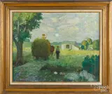 farm scene by Daniel Owen Stephens, oil on canvas, sold Jan 2019