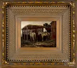 of horses at a trough by Peter Moran, oil on panel, sold Jan 2019