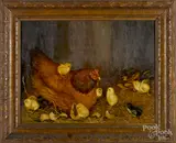 of a hen and chicks by Ben Austrian, oil on canvas, sold Jan 2019