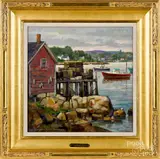 harbor scene by Donald Allen Mosher, oil on canvas, sold Jan 2019