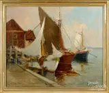 harbor scene by Jan Madden, oil on canvas, sold Jan 2019