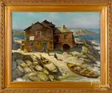 of fishermen hauling in the boats by Paul Baker Remmey, oil on canvas, offered Jan 2019