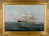 ship portrait of The Young America by Warren Sheppard, oil on canvas, sold Jan 2019
