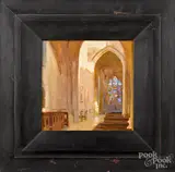 church interior by Jon Redmond, oil on panel, sold Jan 2019