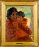 of a Native American mother with child by Susan Ricker Knox, oil on canvas, offered Jan 2019