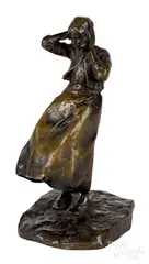 figure of a woman in the wind by Ruth Anna Maria Milles, bronze, sold Jan 2019
