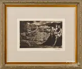 titled Taos Tryst by Federico Castellón, etching, offered Jan 2019