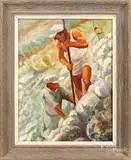 of farm hands by Luba Gurdus, oil on canvas, offered Jan 2019
