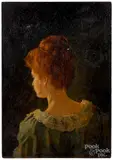 portrait of a woman by William Merritt Chase, oil on panel, sold Jan 2019