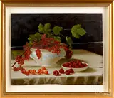 still lifes of berries and peaches by John F. Francis, oil on board, sold Jan 2019