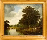 landscape by David Johnson, oil on canvas, sold Jan 2019