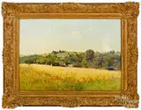 landscape with town in the background by Fernand Quignon, oil on canvas, sold Jan 2019