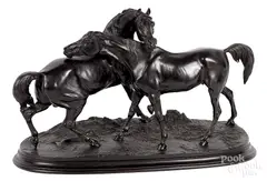 Arab mare and stallion (Groupe Chevaux Arabes) by Pierre-Jules Mêne, bronze, offered Jan 2019