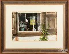 titled Sue's Window by Mildred Sands Kratz, watercolor, sold Nov 2018