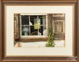 titled Sue's Window by Mildred Sands Kratz, watercolor, sold Nov 2018